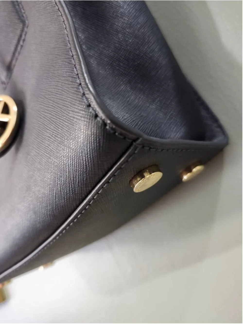 Women's Michael Kors Navy Satchel One Size with Gold Hardware